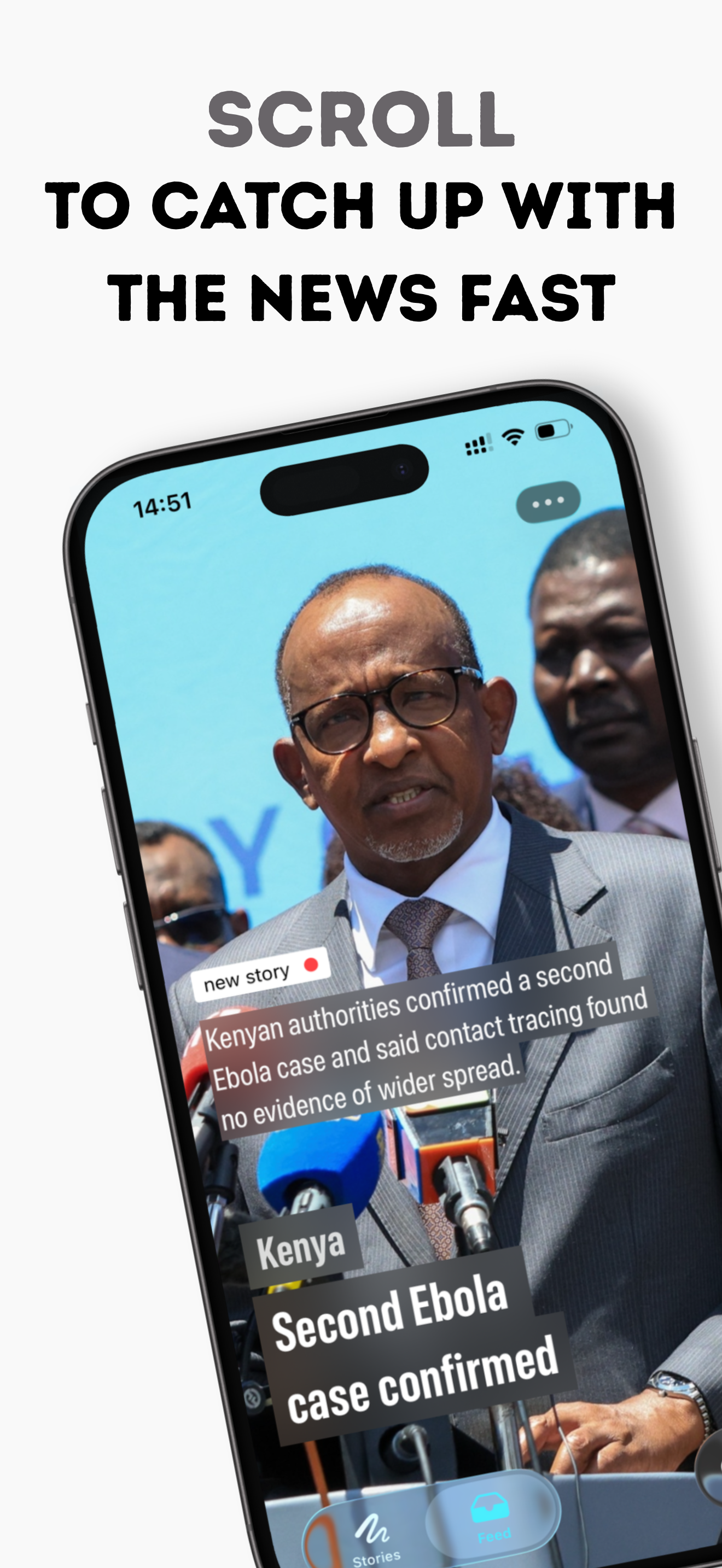 App Store preview: scroll to catch up with the news fast, showing the Trimmed Feed.