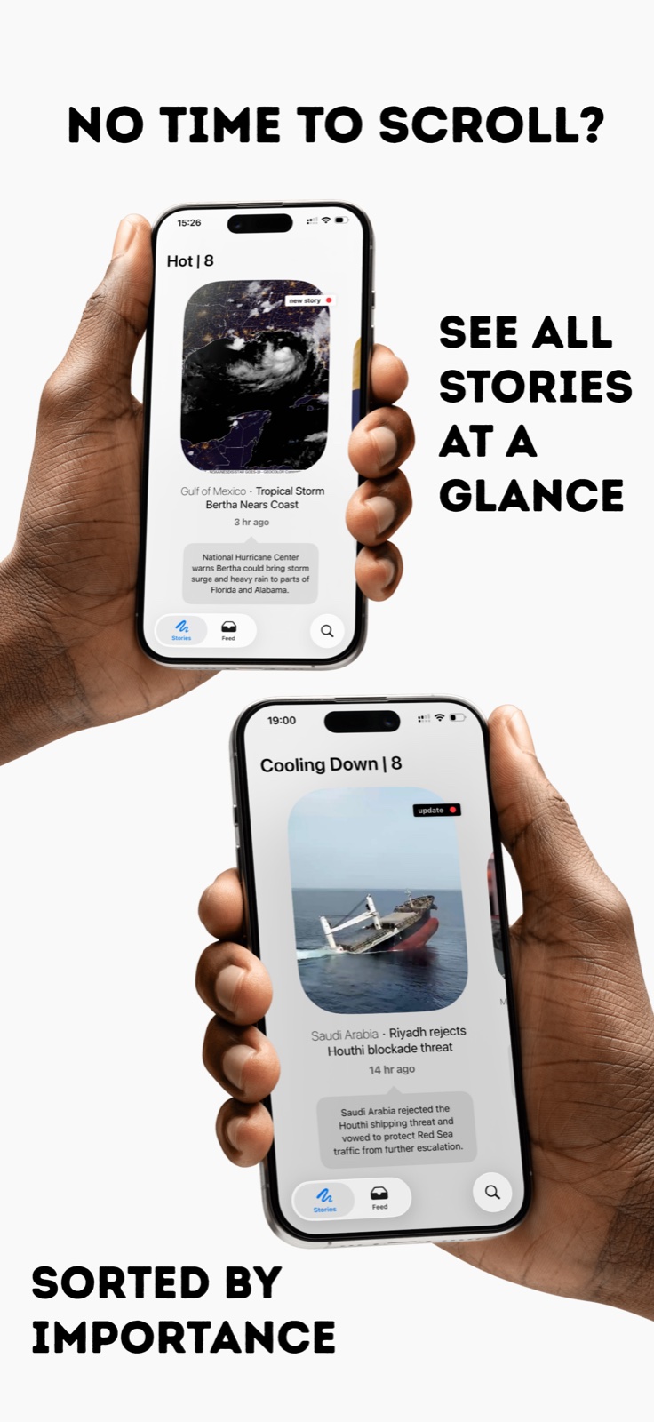 App Store screen: No time to scroll? See all stories at a glance.
