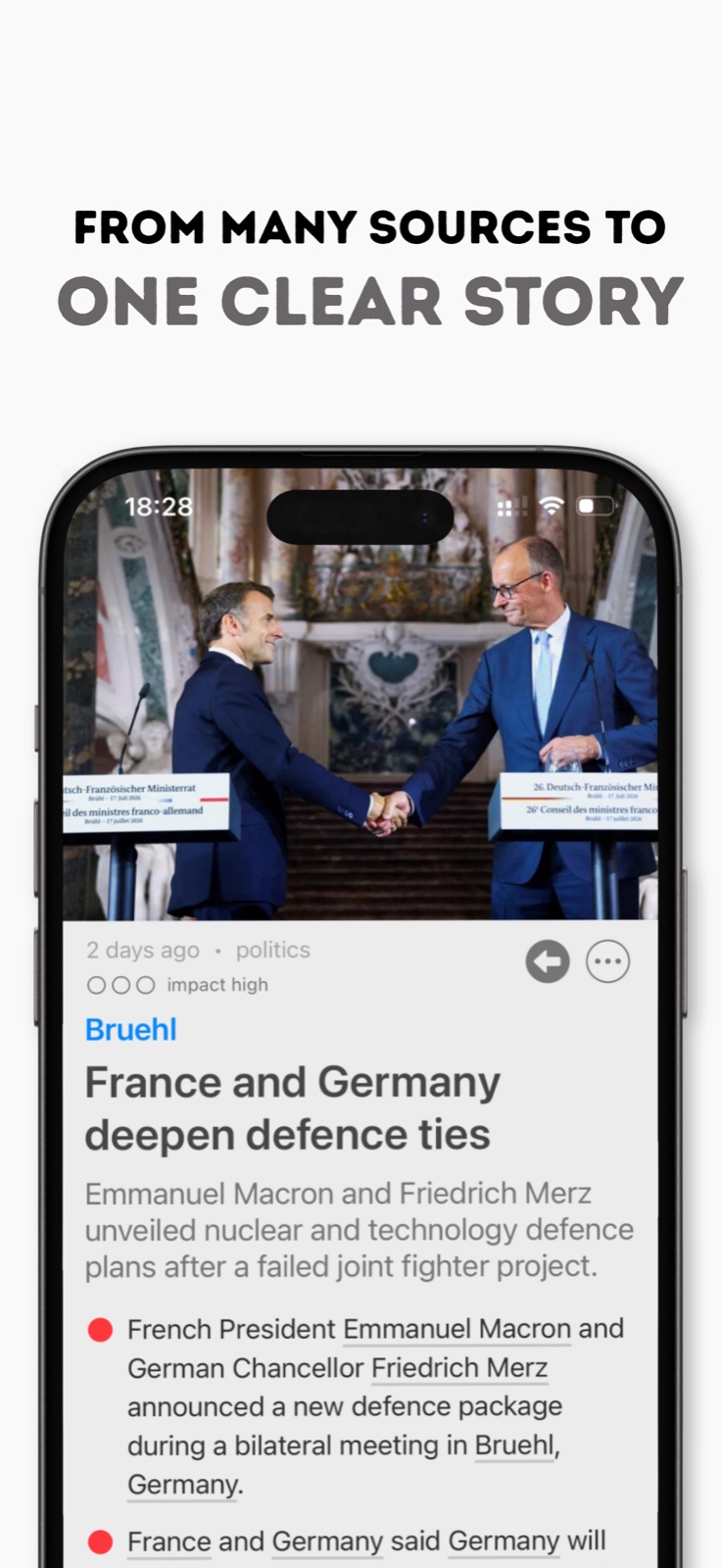 App Store screen: From many sources to one clear story.